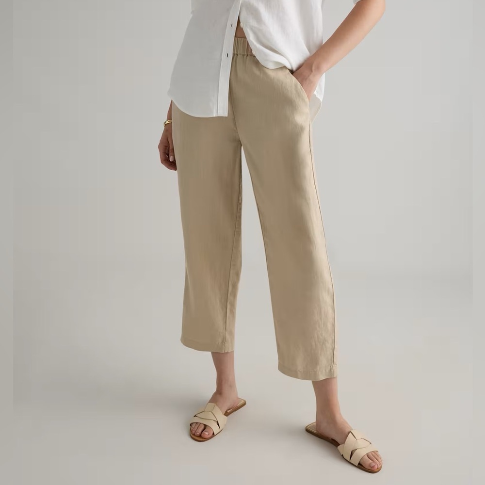 Quince Women's Wide Leg Cropped Pants in Beige